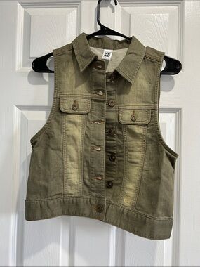 RARE NWOT Zumba Fitness Blue/Gray Fatigue Sleeveless Denim Vest